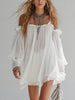 Mélusine | Vestido curto branco de ombros descobertos