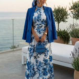 Vestido Marielle – elegância floral com caimento sofisticado