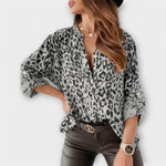 Blusa moderna estampado leopardo feminino