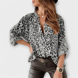Blusa moderna estampado leopardo feminino