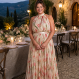 Vestido midi Aurelle floral com decote halter