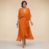 Vestido Celeste Chiffon Fluido