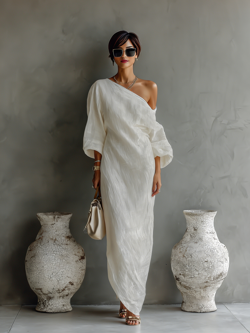 Helena | Vestido maxi assimétrico