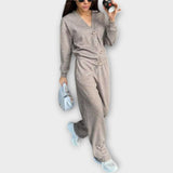 Conjunto de casaco e calças feminino
