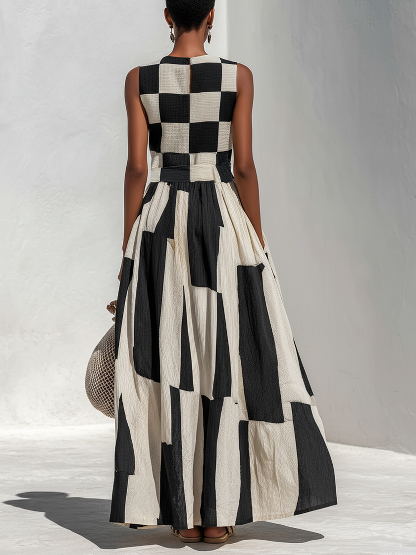Carlotta | Vestido maxi de painéis contrastantes