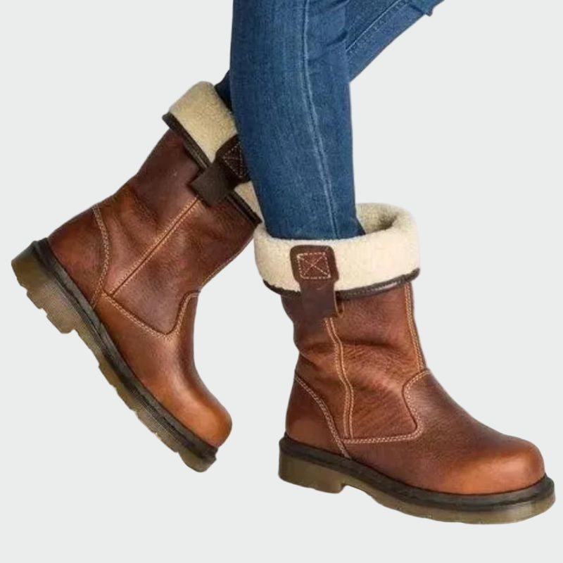Botim de Inverno em Couro com Forro feminino