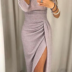 Vestido chique ombros descobertos feminino