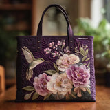 Bolsa artesanal acolchoada - Beija-flores e orquídeas