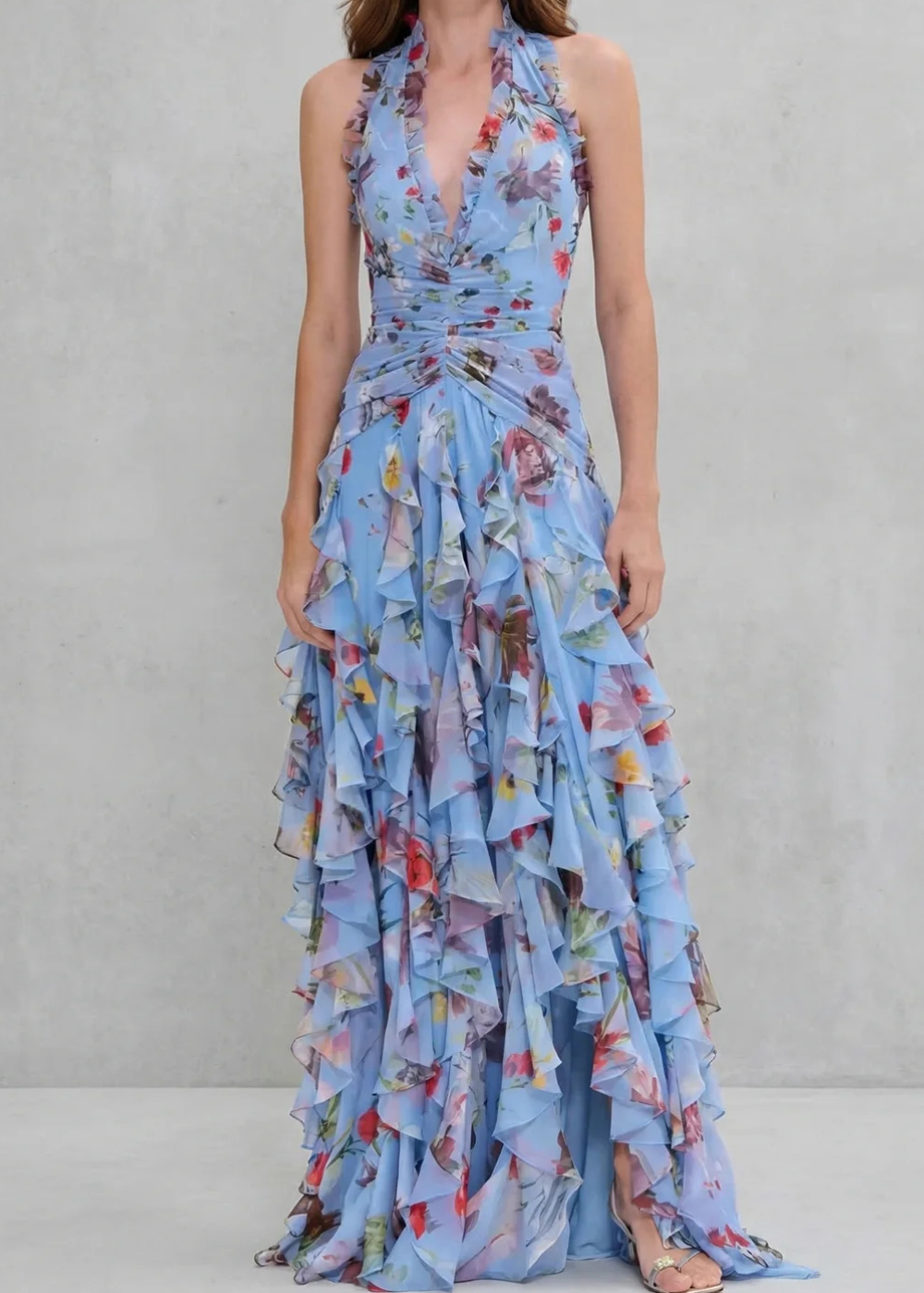 Alice | Vestido Maxi Floral com Decote Cruzado