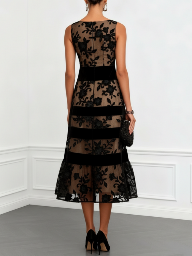 Miriam | Vestido midi com tule floral
