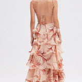 Lorena | Vestido Maxi em Camadas com Estampado Floral