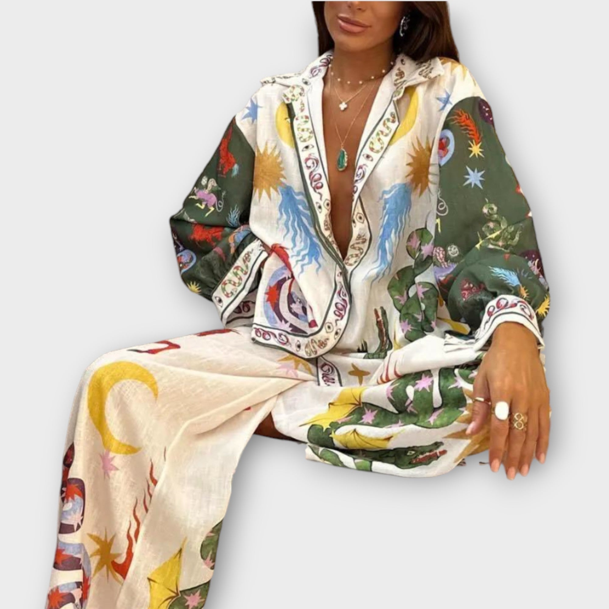 Conjunto de duas peças elegante feminino