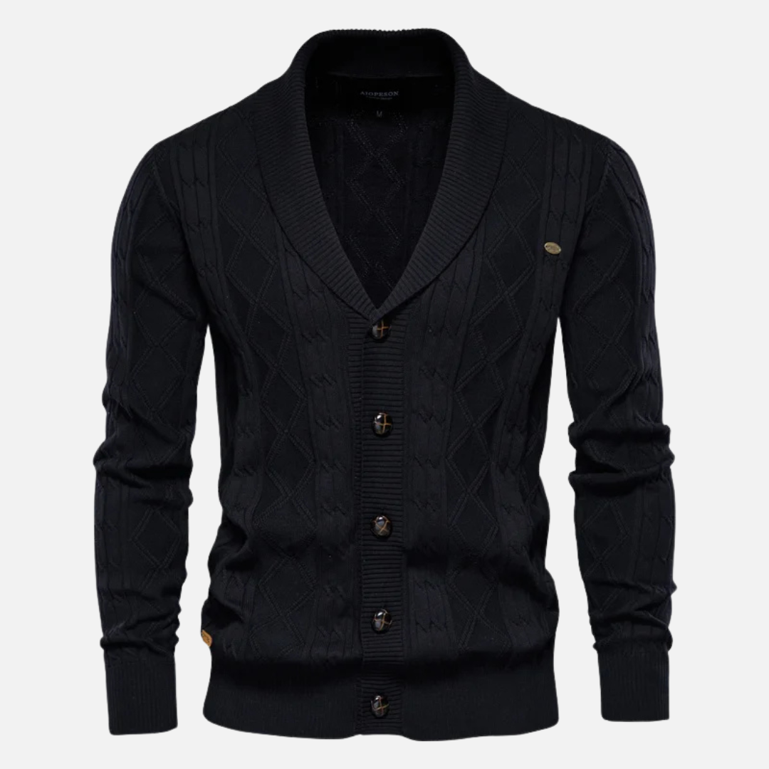 Cardigan Argyle Mistura Suave masculino