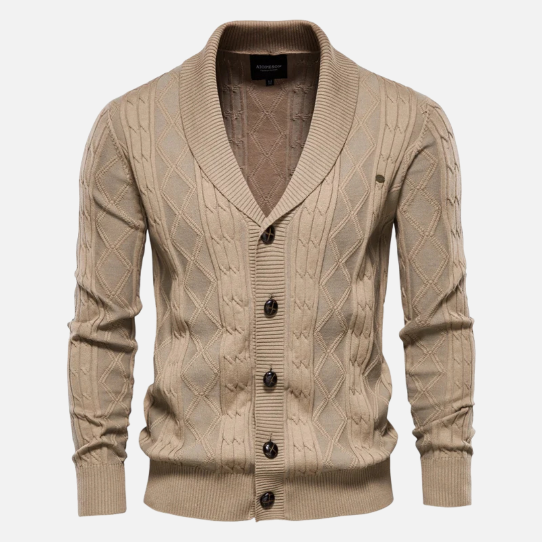 Cardigan Argyle Mistura Suave masculino