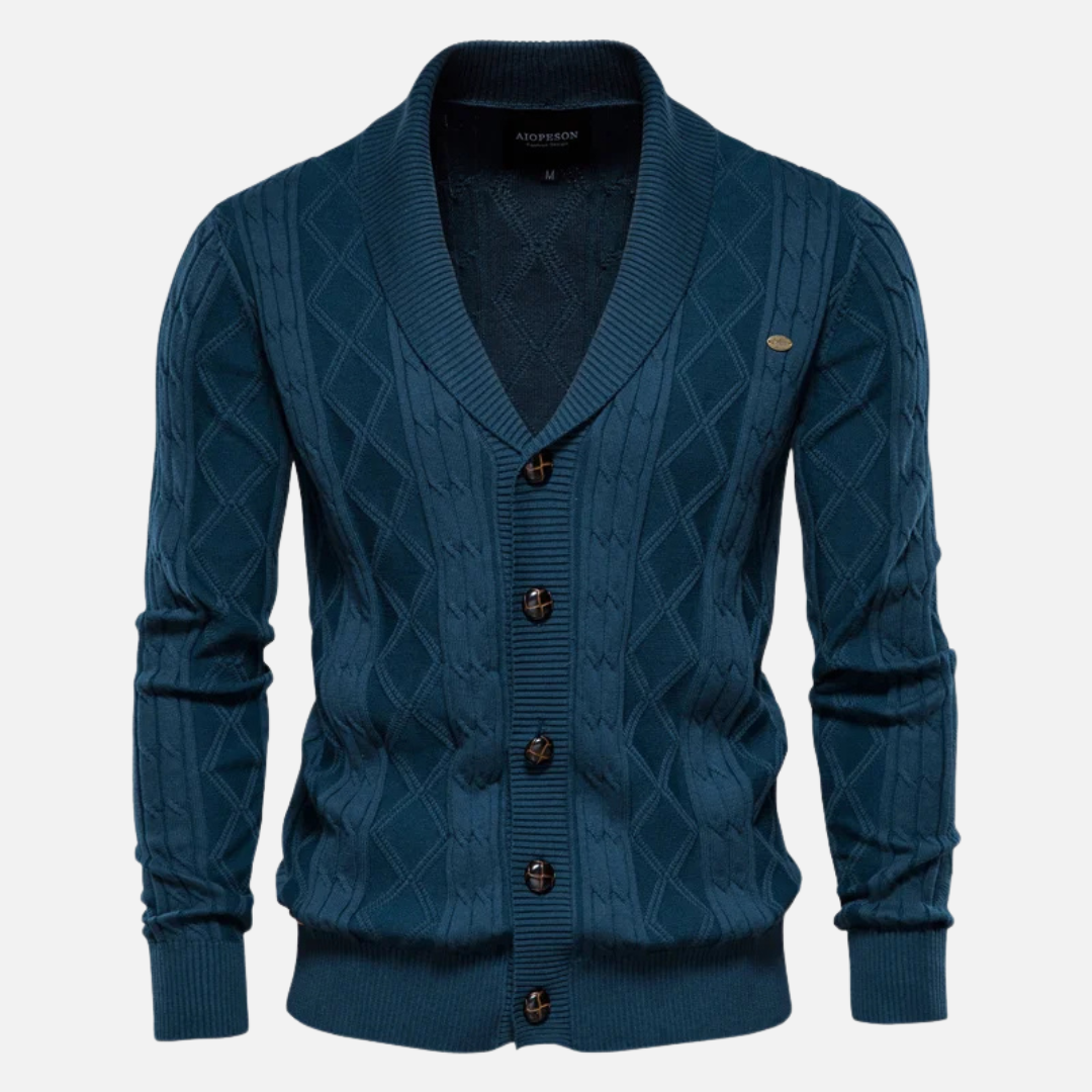 Cardigan Argyle Mistura Suave masculino