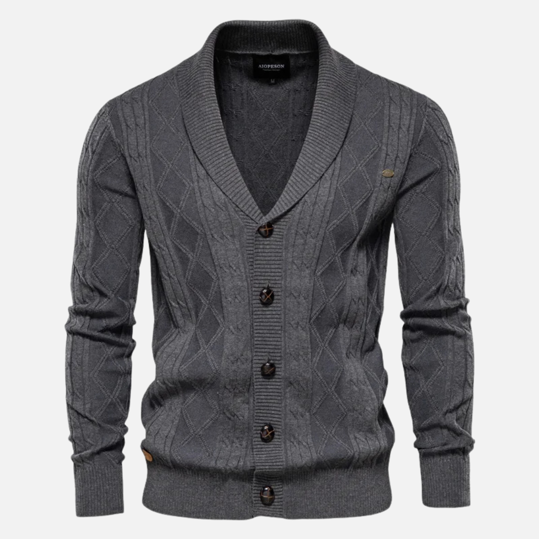 Cardigan Argyle Mistura Suave masculino
