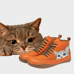 Botas de couro para amantes de gatos feminino