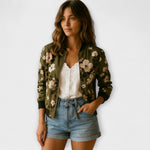 Casaco bomber elegante floral feminino