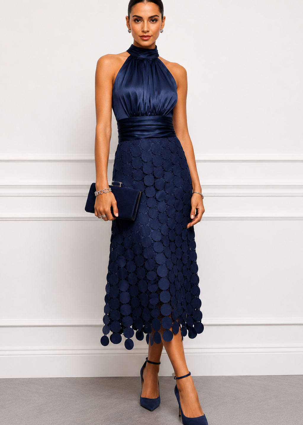 Vestido midi Céline de cerimónia elegante