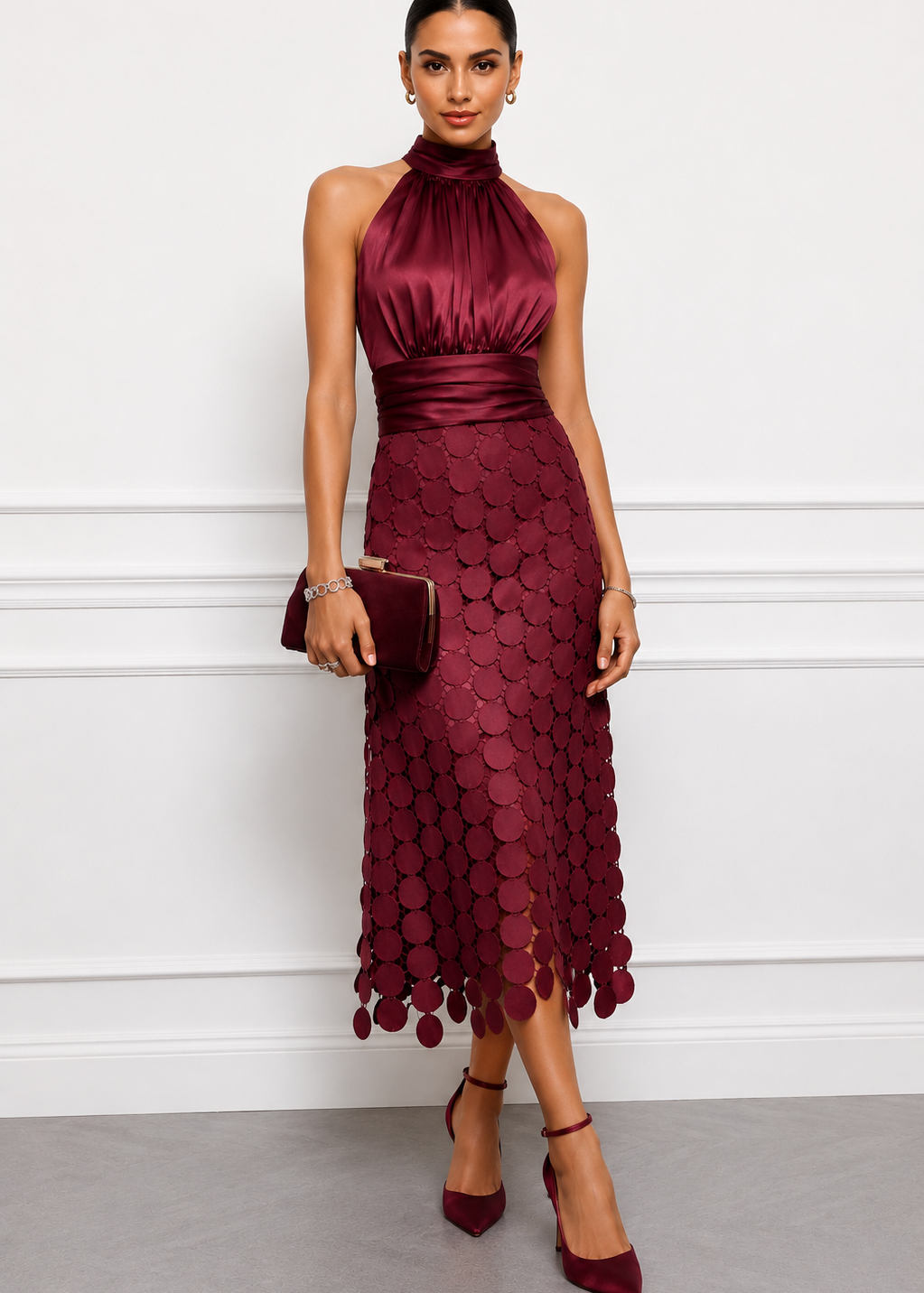 Vestido midi Céline de cerimónia elegante