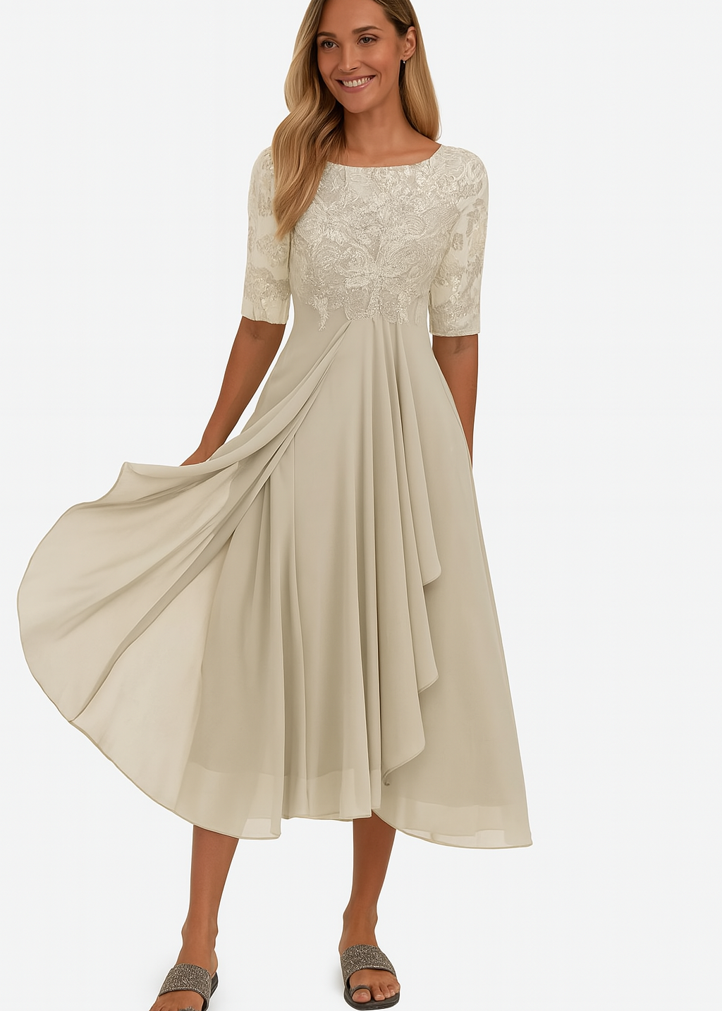 Vestido Renda Manga 3/4 feminino