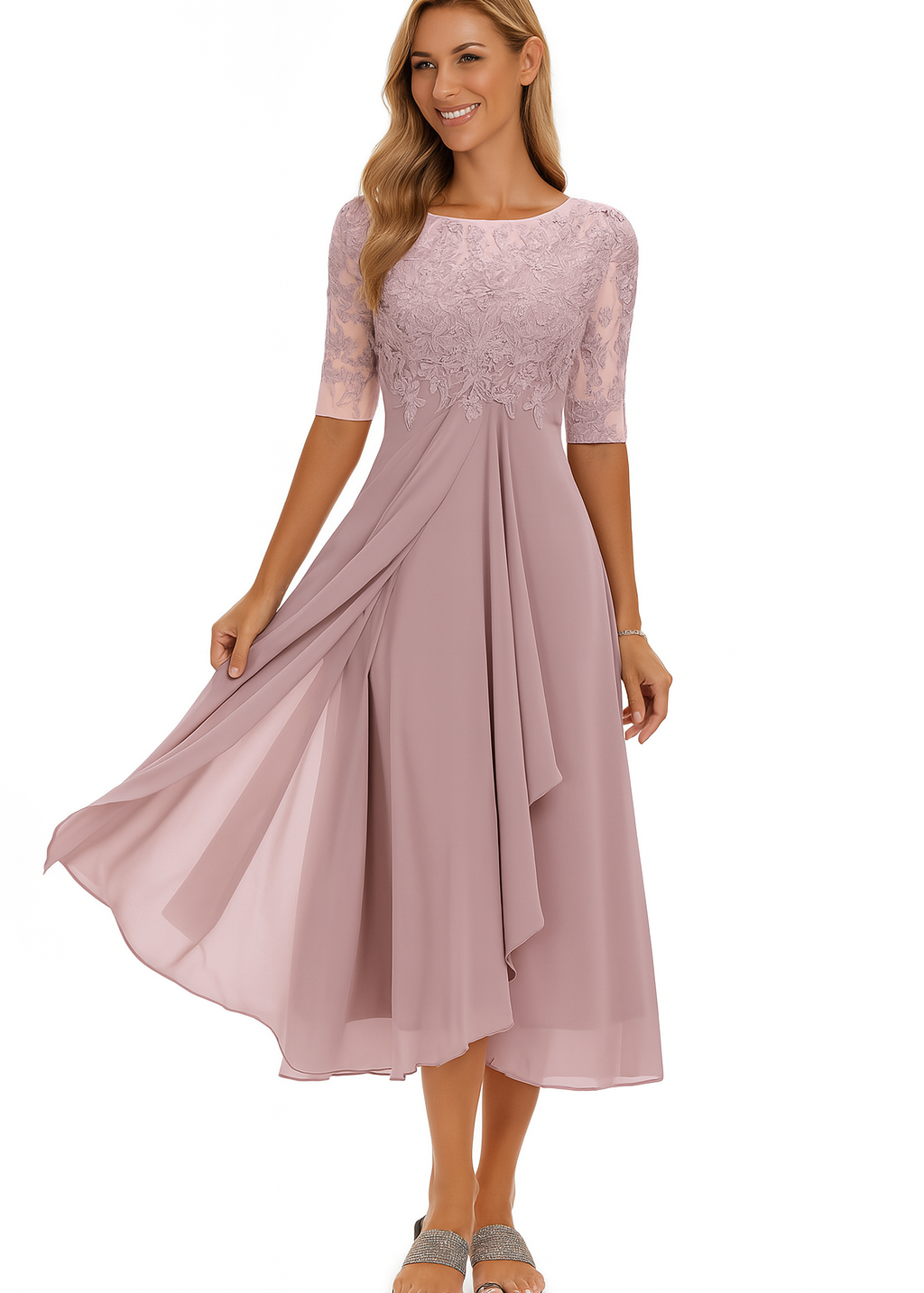 Vestido Renda Manga 3/4 feminino