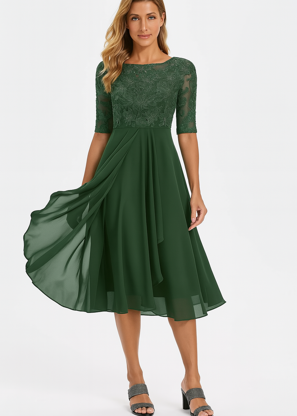 Vestido Renda Manga 3/4 feminino