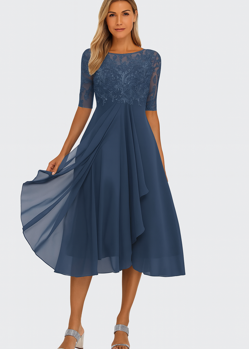 Vestido Renda Manga 3/4 feminino