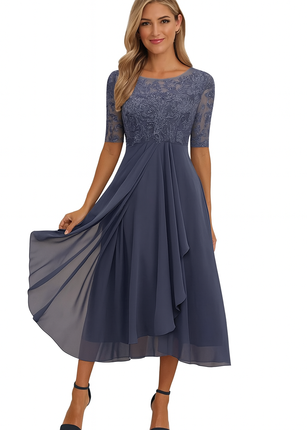 Vestido Renda Manga 3/4 feminino