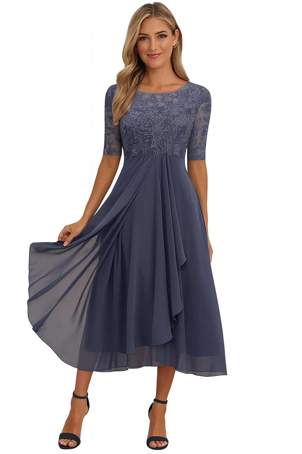 Vestido Renda Manga 3/4 feminino