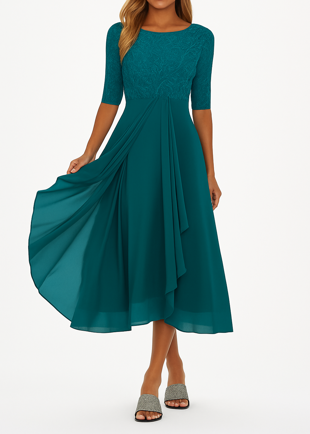 Vestido Renda Manga 3/4 feminino