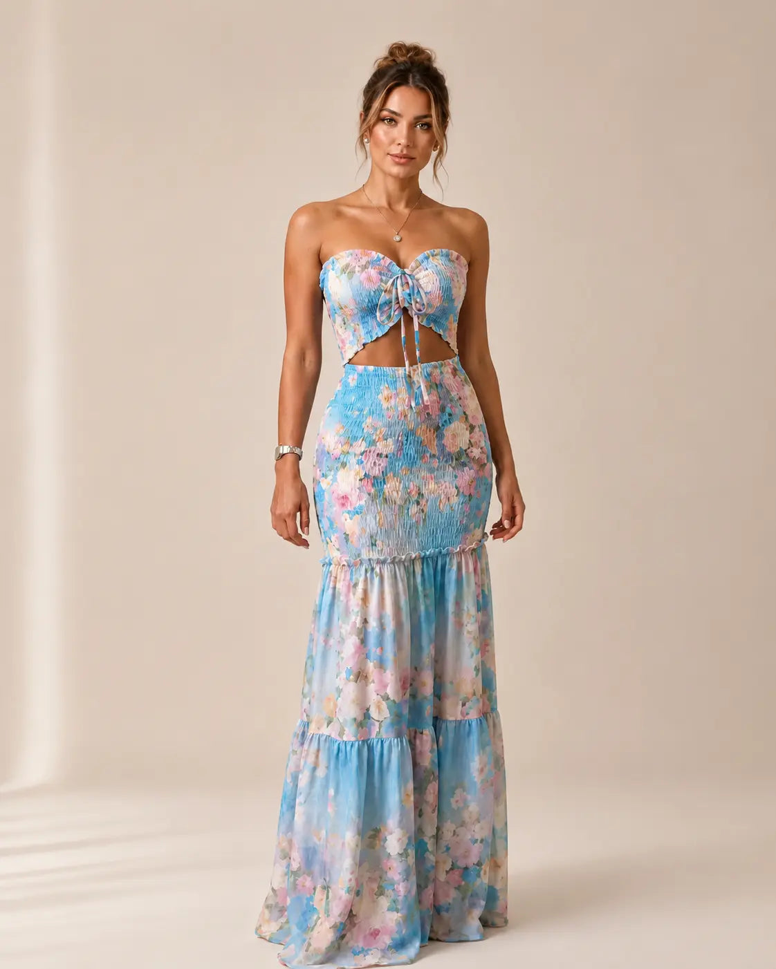 Vestido Alessia – Elegância Fluida com Recorte Frontal