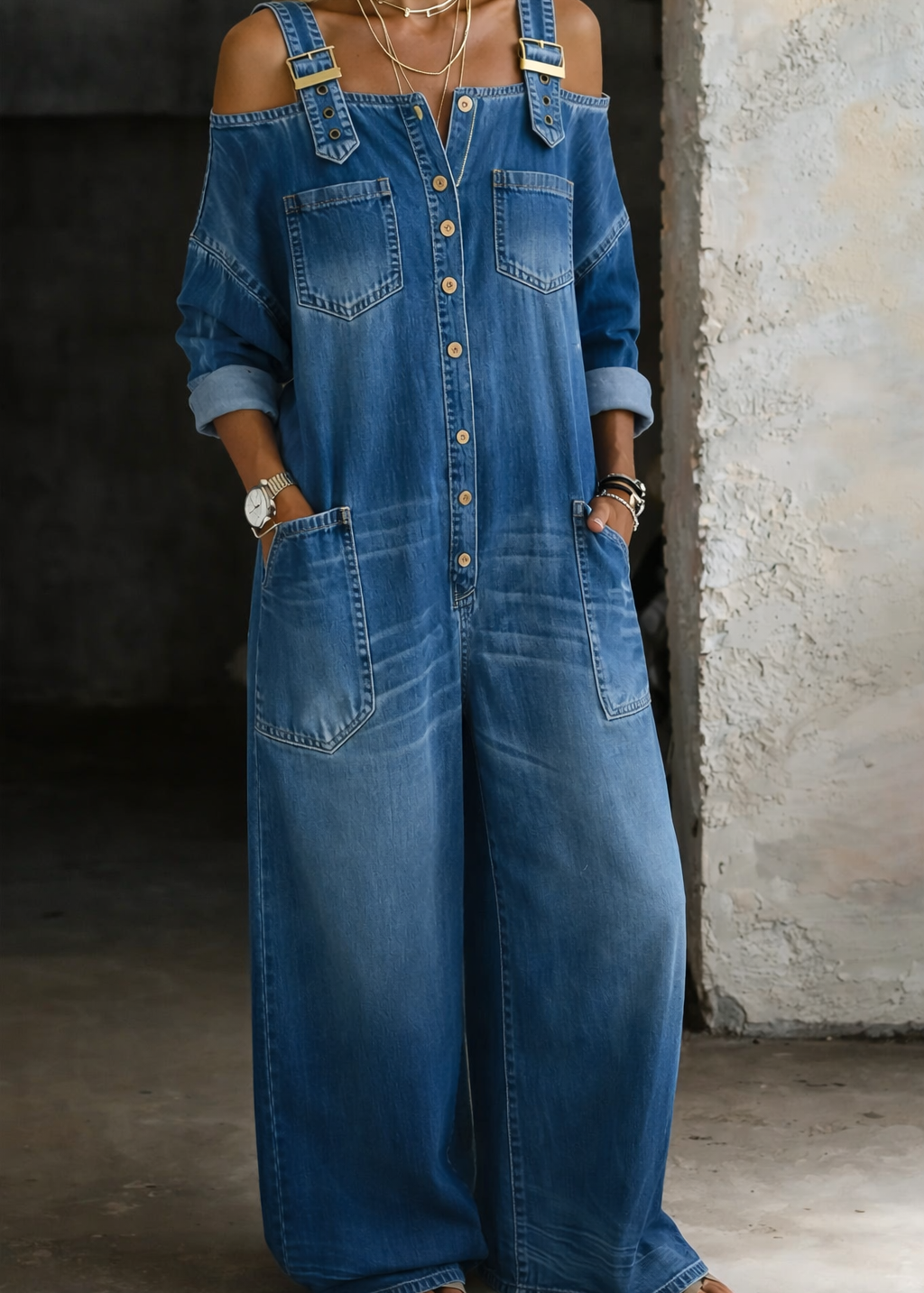 Amara | Macacão Denim Elegância Moderna