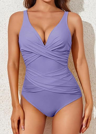 Maiô Feminino Escultor – Decote em V Drapado, Efeito Emagrecente