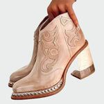 Botas de couro bordadas feminino