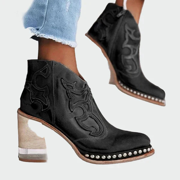 Botas de couro bordadas feminino