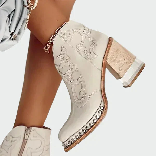 Botas de couro bordadas feminino