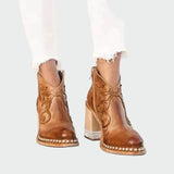 Botas de couro bordadas feminino