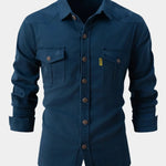 Camisa de Mistura de Denim - Botões masculino