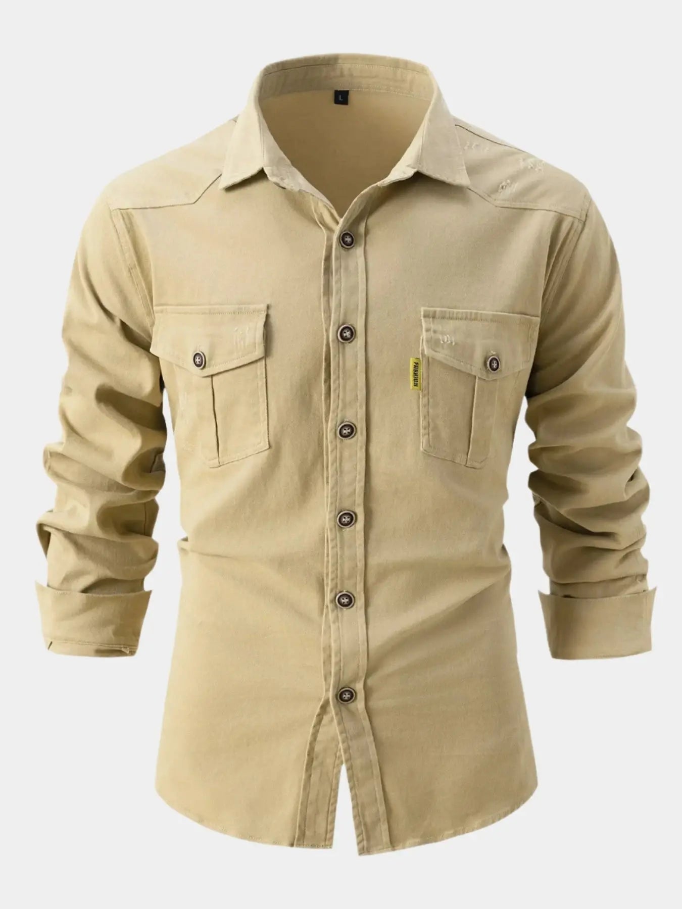 Camisa de Mistura de Denim - Botões masculino
