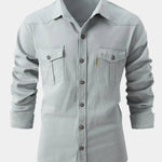 Camisa de Mistura de Denim - Botões masculino
