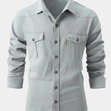 Camisa de Mistura de Denim - Botões masculino