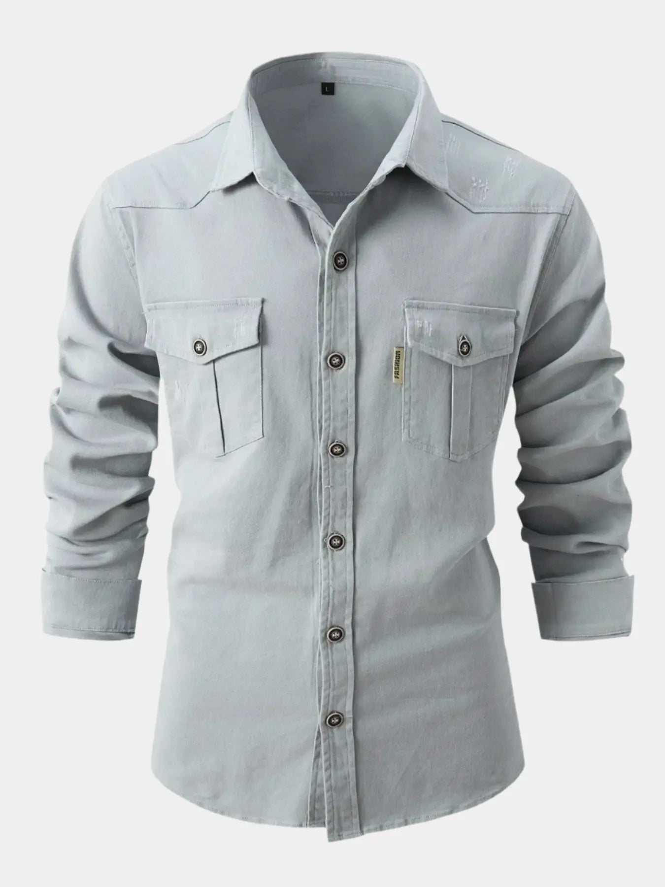 Camisa de Mistura de Denim - Botões masculino