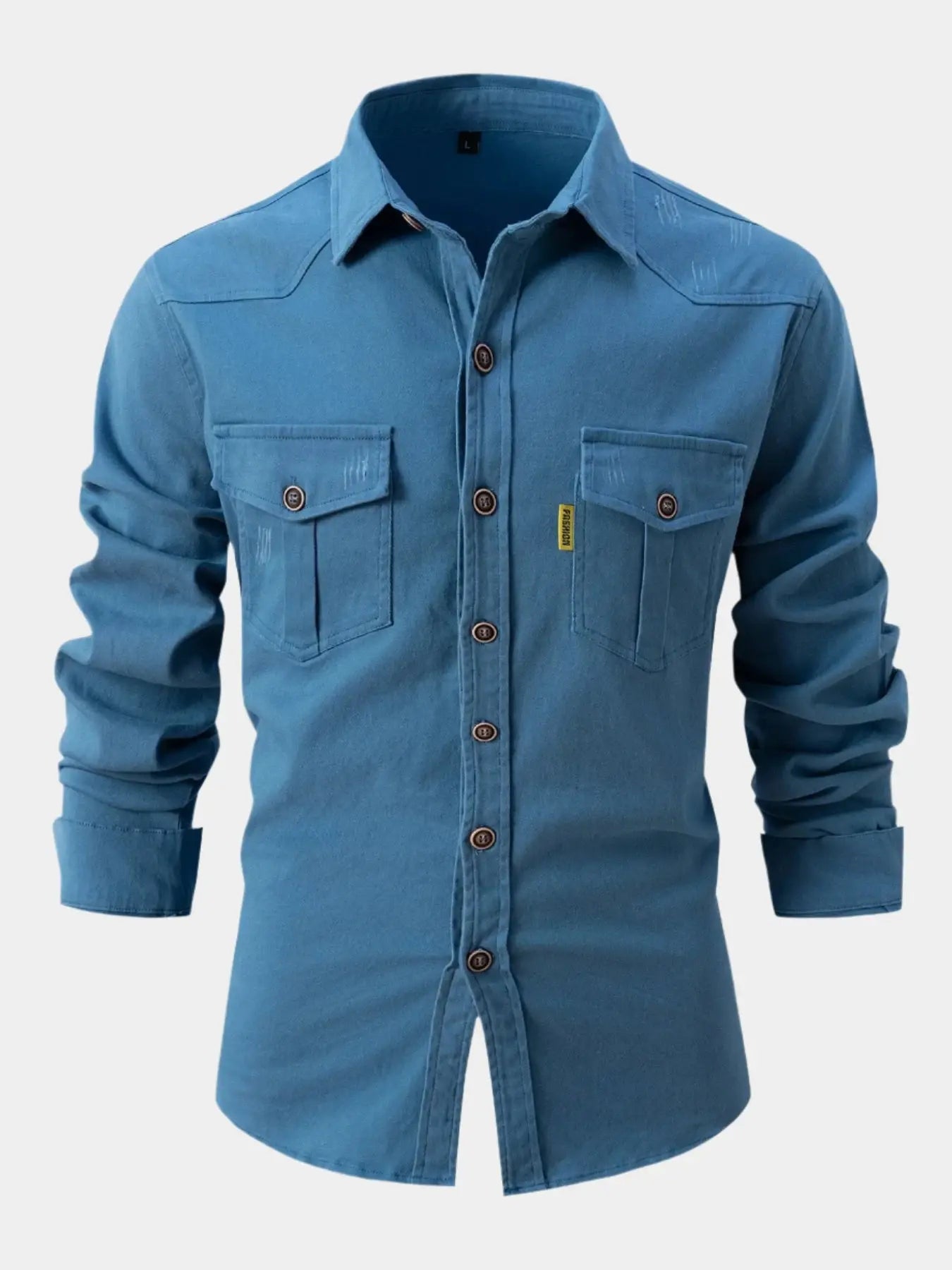 Camisa de Mistura de Denim - Botões masculino