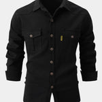 Camisa de Mistura de Denim - Botões masculino