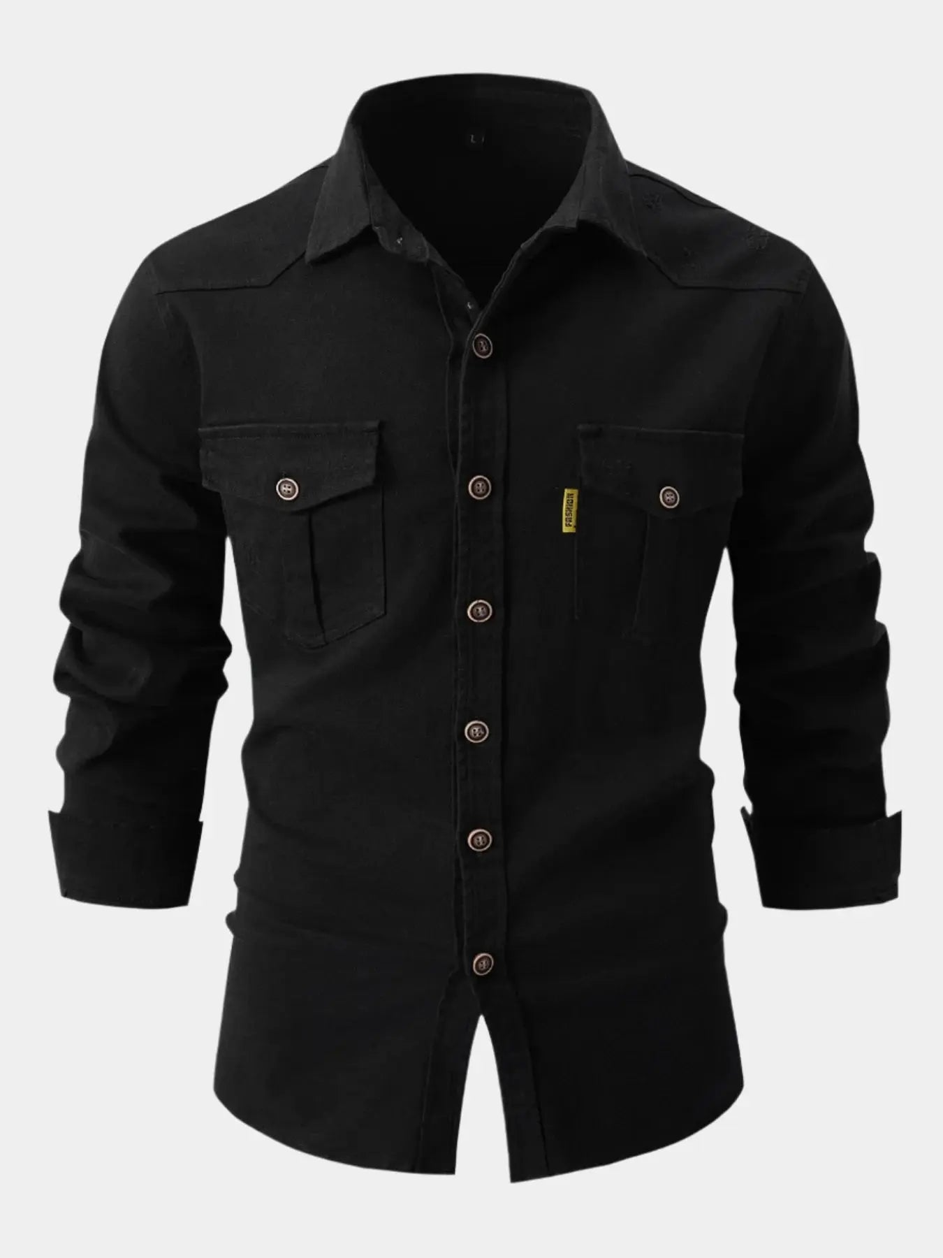 Camisa de Mistura de Denim - Botões masculino
