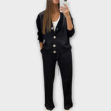 Conjunto de casaco e calças feminino