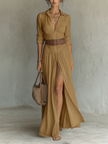 Constança | Vestido maxi estilo camiseiro