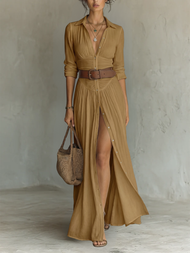 Constança | Vestido maxi estilo camiseiro