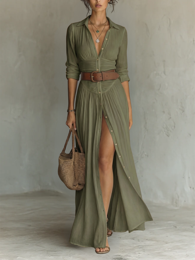 Constança | Vestido maxi estilo camiseiro